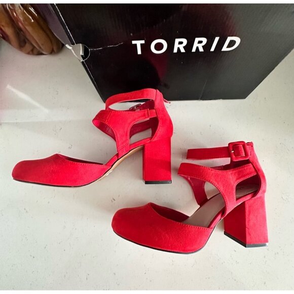 Torrid Red DOrsay Platform Heels 9.5W Womens Shoes With Adjustable Ankle Straps - Picture 7 of 8